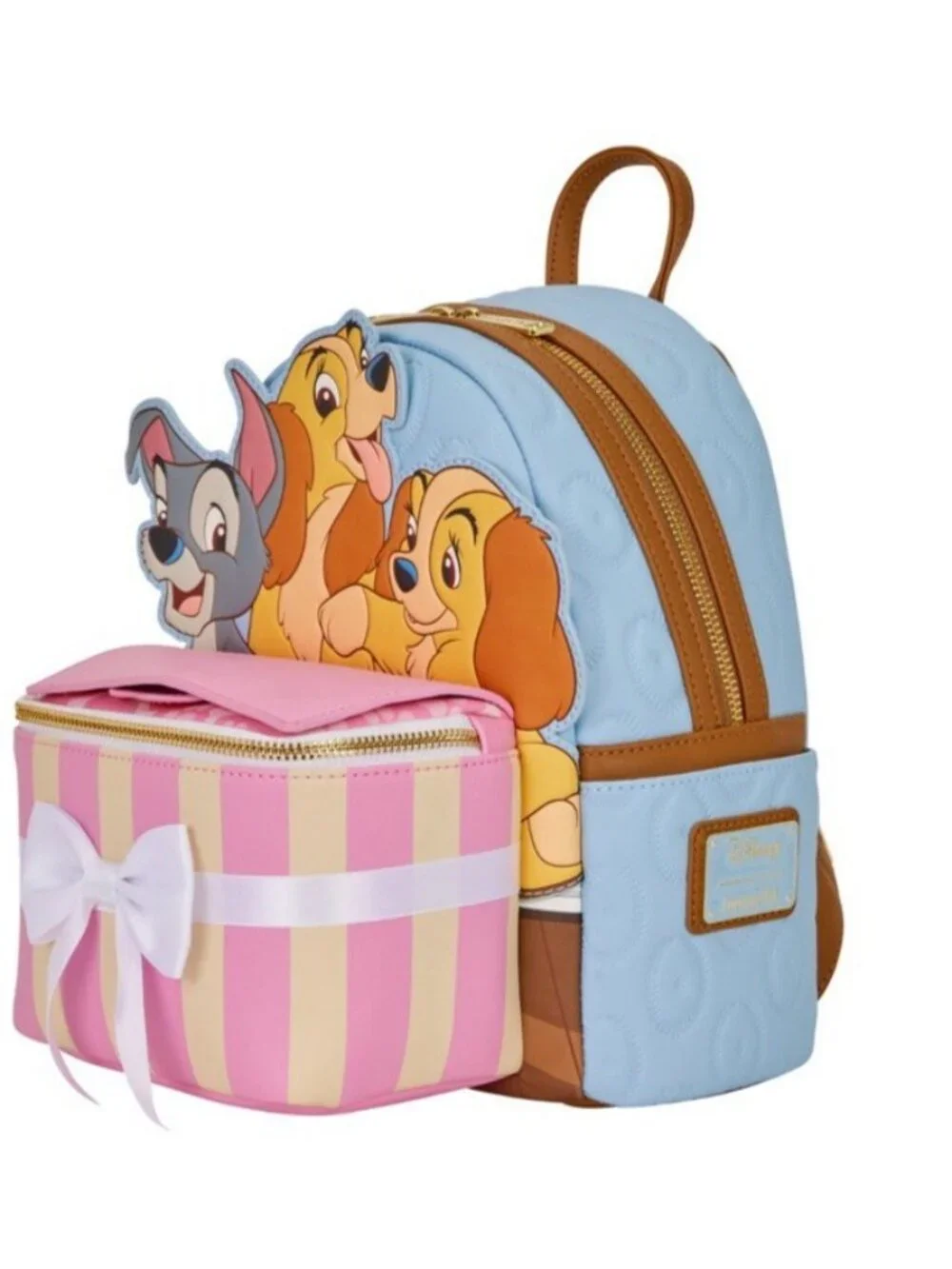 Loungefly Disney Lady and the Tramp Puppies Pop Up Bow Gift Mini Backpack NWT